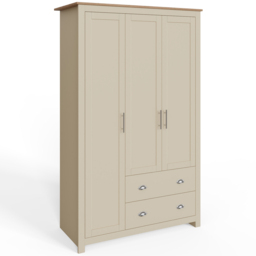 GFW Lancaster 3 Door 2 Drawer Cream Wardrobe - Size: 3 Door, 2 Drawer - Wilko - thumbnail 4