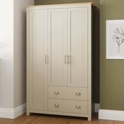 GFW Lancaster 3 Door 2 Drawer Cream Wardrobe - Size: 3 Door, 2 Drawer - Wilko - thumbnail 1