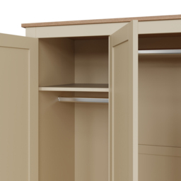GFW Lancaster 3 Door 2 Drawer Cream Wardrobe - Size: 3 Door, 2 Drawer - Wilko - thumbnail 7