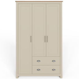 GFW Lancaster 3 Door 2 Drawer Cream Wardrobe - Size: 3 Door, 2 Drawer - Wilko - thumbnail 3