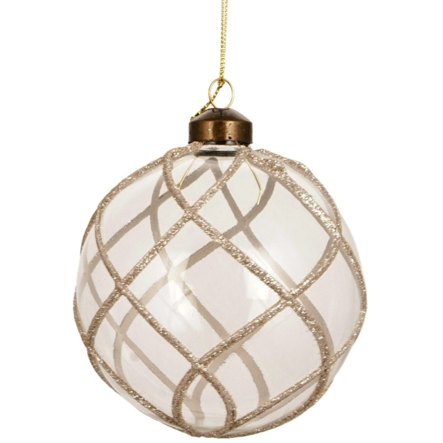 Clear Champagne Glitter Wrapped Bauble - Clear - Size: 1 Piece - Wilko - image 1