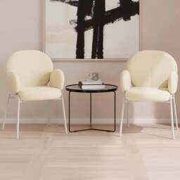 tectake Set of 2 Cream Boucle Padded Dining Chair - Wilko