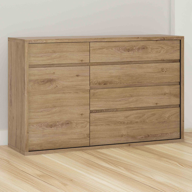 Florence Shetland Single Door 5 Drawer Cupboard - Size: Single Door, 5 Drawer - Brown - Furniture To Go - Wilko - image 1