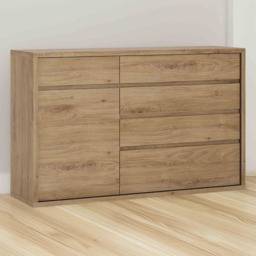 Florence Shetland Single Door 5 Drawer Cupboard - Size: Single Door, 5 Drawer - Brown - Furniture To Go - Wilko - thumbnail 1