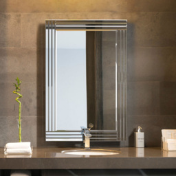 Oakley Triple Edge Bevelled All Glass Mirror 90 x 60cm - Black - MirrorOutlet - Wilko - thumbnail 3