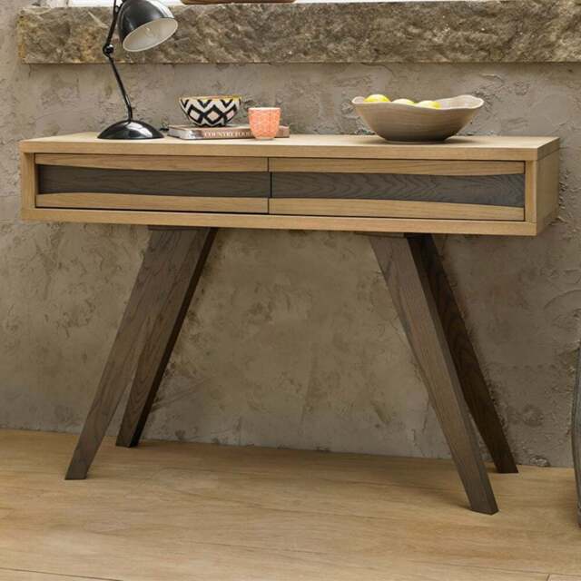 Bentley Designs Cadell 2 Drawer Aged Oak Console Table - Size: 77 x 115 x 38cm - Brown - Wilko - image 1
