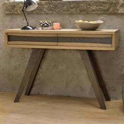 Bentley Designs Cadell 2 Drawer Aged Oak Console Table - Size: 77 x 115 x 38cm - Brown - Wilko