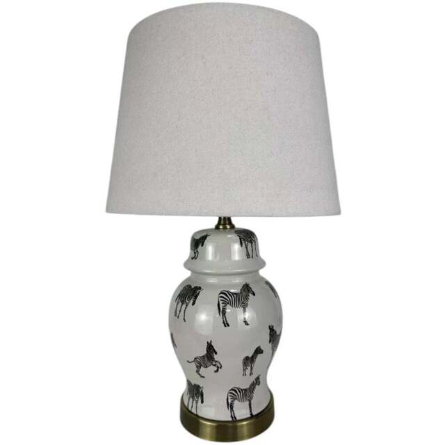 Acacia Home 41cm Large Floral Ceramic Table Lamp with Fabric Shade - Size: 40 x 18 x 18cm - Multi - Wilko - image 1