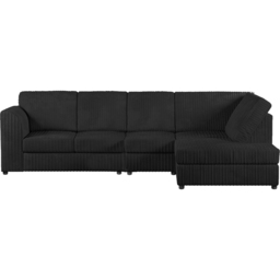 Luxor 5 Seater Black Jumbo Cord Full Back Right Hand L Shape Corner Sofa - Wilko - thumbnail 3