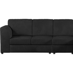 Luxor 5 Seater Black Jumbo Cord Full Back Right Hand L Shape Corner Sofa - Wilko - thumbnail 4