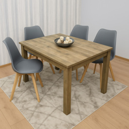 Portland 4 Seater Dining Set Rustic Effect and Grey Plastic Leather - Multi - Wilko - thumbnail 5
