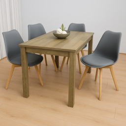 Portland 4 Seater Dining Set Rustic Effect and Grey Plastic Leather - Multi - Wilko - thumbnail 6