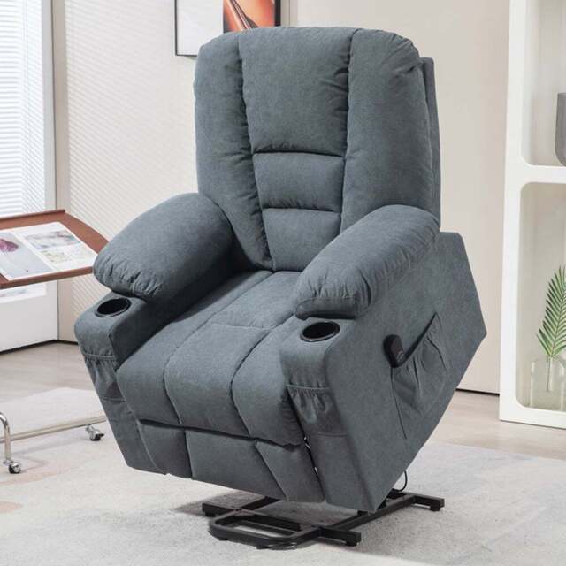 HOMCOM Grey Power Lift Recliner Chair with Remote - Size: Single - Wilko - image 1