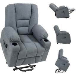 HOMCOM Grey Power Lift Recliner Chair with Remote - Size: Single - Wilko - thumbnail 3