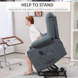 HOMCOM Grey Power Lift Recliner Chair with Remote - Size: Single - Wilko - thumbnail 6
