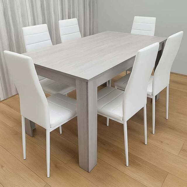 Portland Kosy Koala 6 Seater Dining Set Grey and White - Wilko - image 1