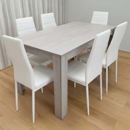 Portland Kosy Koala 6 Seater Dining Set Grey and White - Wilko - thumbnail 1
