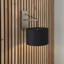 Merano Ravenna Black Cotton Fabric Shade Matt Nickel Plate Wall Lamp - Size: 34.5 x 23 x 33.2cm - Wilko - thumbnail 3