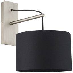 Merano Ravenna Black Cotton Fabric Shade Matt Nickel Plate Wall Lamp - Size: 34.5 x 23 x 33.2cm - Wilko - thumbnail 4