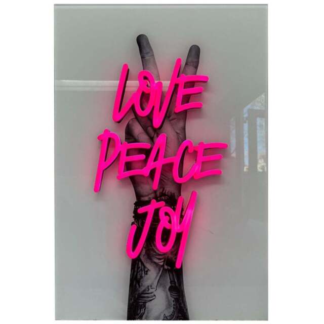 Splashbax Love Peace Joy Unframed LED Neon Wall Art - Size: 90 x 60 x 7cm - Multi - Wilko - image 1