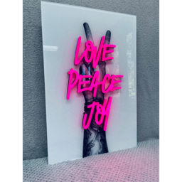 Splashbax Love Peace Joy Unframed LED Neon Wall Art - Size: 90 x 60 x 7cm - Multi - Wilko - thumbnail 4