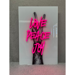 Splashbax Love Peace Joy Unframed LED Neon Wall Art - Size: 90 x 60 x 7cm - Multi - Wilko - thumbnail 3