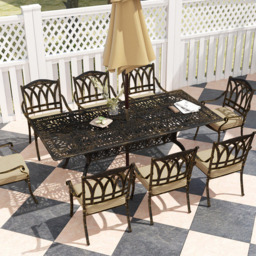 Outsunny 8 Seater Garden Dining Set with Parasol Hole Bronze - Blonde - Wilko - thumbnail 4