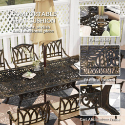 Outsunny 8 Seater Garden Dining Set with Parasol Hole Bronze - Blonde - Wilko - thumbnail 7