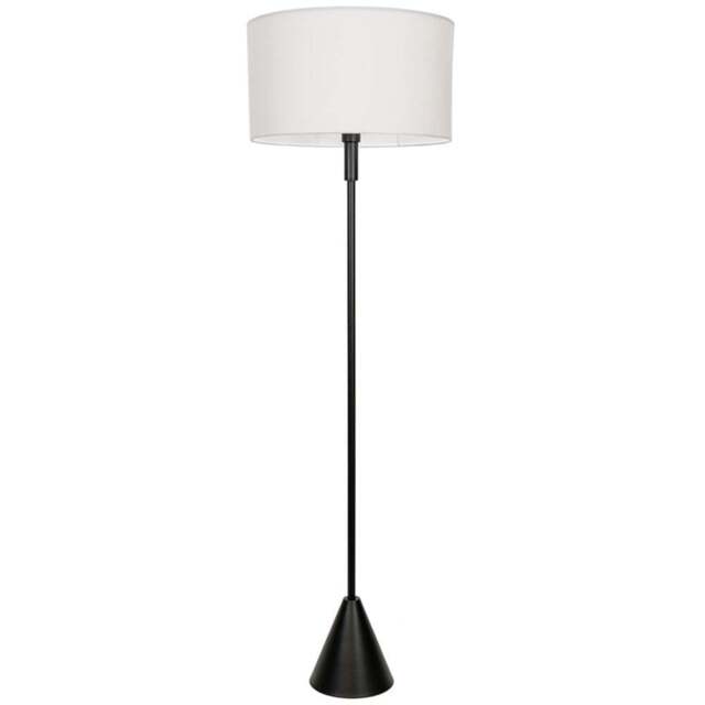 ValueLights Mitch White Drum Lamp Shade Black Wood Stem Triangle LED Floor Lamp - Size: 131.5 x 55 x 55cm - Wilko - image 1