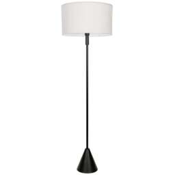 ValueLights Mitch White Drum Lamp Shade Black Wood Stem Triangle LED Floor Lamp - Size: 131.5 x 55 x 55cm - Wilko - thumbnail 1
