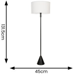 ValueLights Mitch White Drum Lamp Shade Black Wood Stem Triangle LED Floor Lamp - Size: 131.5 x 55 x 55cm - Wilko - thumbnail 5