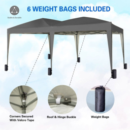 Grey 3 x 6m Pop Up Gazebo with Weight Bags - MCC - Wilko - thumbnail 4