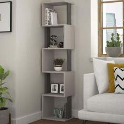 Decortie Piri 5 Shelf Mocha Grey and Anthracite Grey Modern Tall Bookcase - Multi - Wilko