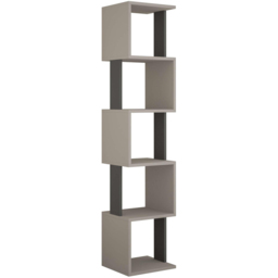 Decortie Piri 5 Shelf Mocha Grey and Anthracite Grey Modern Tall Bookcase - Multi - Wilko - thumbnail 3