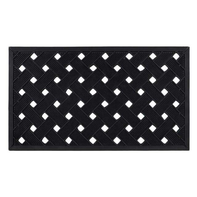 JVL Lattice Rubber Scraper Doormat 40 x 70cm - Black - JVL Homewares - Wilko - image 1