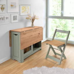 Seconique Santos Single Shelf Butterfly Foldaway 4 Seater Dining Set Green and Waxed Pine - Multi - Wilko - thumbnail 4