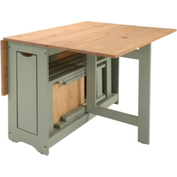 Seconique Santos Single Shelf Butterfly Foldaway 4 Seater Dining Set Green and Waxed Pine - Multi - Wilko - thumbnail 7