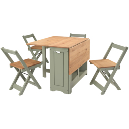 Seconique Santos Single Shelf Butterfly Foldaway 4 Seater Dining Set Green and Waxed Pine - Multi - Wilko - thumbnail 5