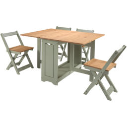Seconique Santos Single Shelf Butterfly Foldaway 4 Seater Dining Set Green and Waxed Pine - Multi - Wilko - thumbnail 6
