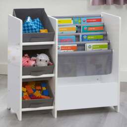 Liberty House Toys Kids White Book Display with Storage - Size: 60 x 65 x 30cm - Wilko