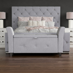 Vida Designs Seville Linen Light Grey Storage Ottoman - Size: 45cm x 120 x 60cm - Wilko - thumbnail 4