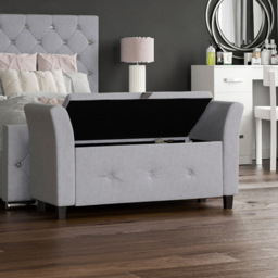 Vida Designs Seville Linen Light Grey Storage Ottoman - Size: 45cm x 120 x 60cm - Wilko - thumbnail 7