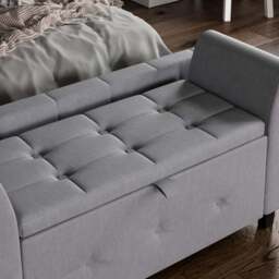 Vida Designs Seville Linen Light Grey Storage Ottoman - Size: 45cm x 120 x 60cm - Wilko - thumbnail 5