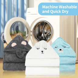 Dyzi White Animal Cartoon Ultra Soft and Absorbent Baby Hooded Bath Towel - Size: 110 x 80 x 80cm - Wilko - thumbnail 4
