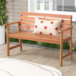 Costway 2 Seater Patio Hardwood Bench - Cream - Wilko - thumbnail 1