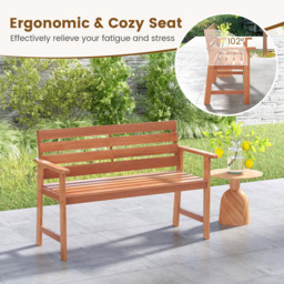 Costway 2 Seater Patio Hardwood Bench - Cream - Wilko - thumbnail 7