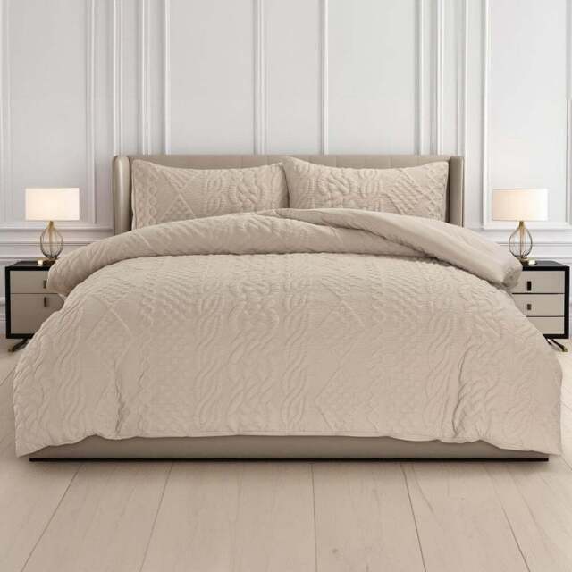 Velosso Single Beige Quilted Knit Duvet Set - Wilko - image 1