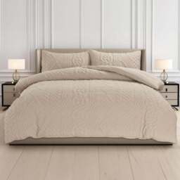 Velosso Single Beige Quilted Knit Duvet Set - Wilko