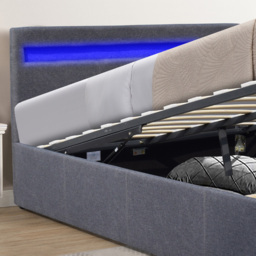 Comfy Living Double Dark Grey Ottoman Bed Frame with LED - Wilko - thumbnail 6