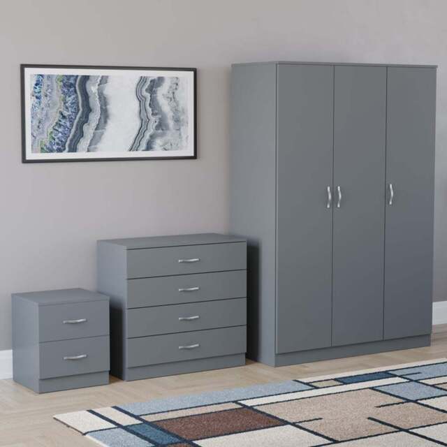 Vida Designs Riano Grey 3 Piece Bedroom Furniture Set - Wilko - image 1